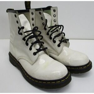 Dr. Martens Doc's 1460W White Patent Leather AirWair Bouncing Soles Womens US 8